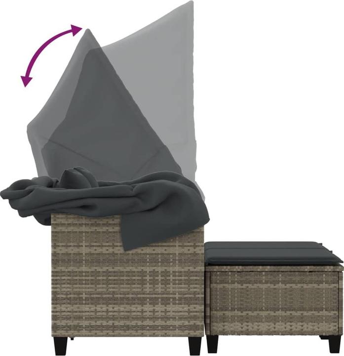 Image du produit VidaXL Canapé de jardin 2 places avec toit et poufs