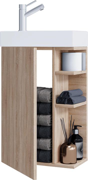 Produktbild VCM 2-tlg Badmöbel Set Gäste WC Gästebad Waschplatz Waschtisch klein schmal Lumia
