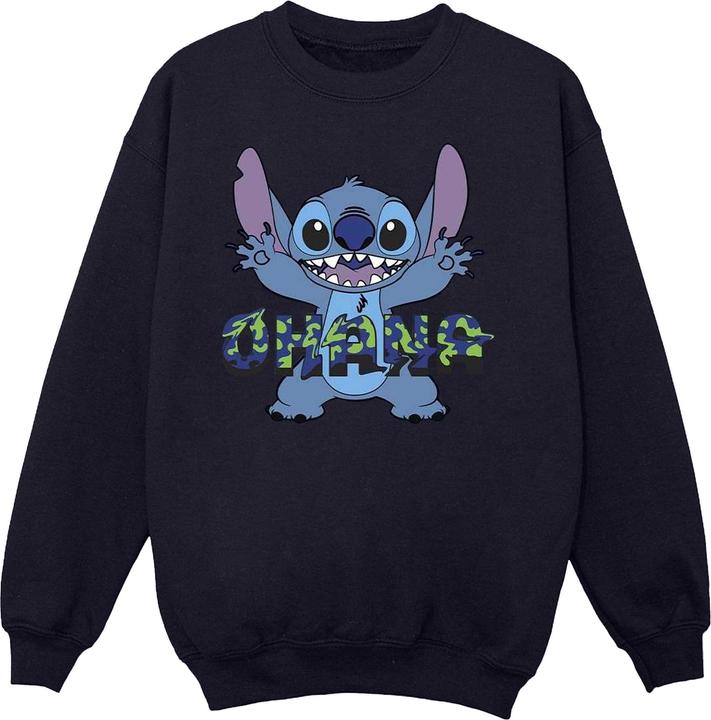 Disney Lilo And Stitch Ohana Blue Glitch Sweatshirt Mädchen