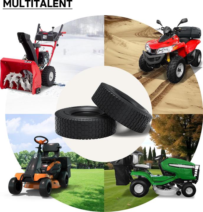 Actual product image Wiltec Tyre for lawn mower 16x6.50-8 4pr with innner tube and curved valve stem garden tractor (Lawn tractor, Tractor accessories)
