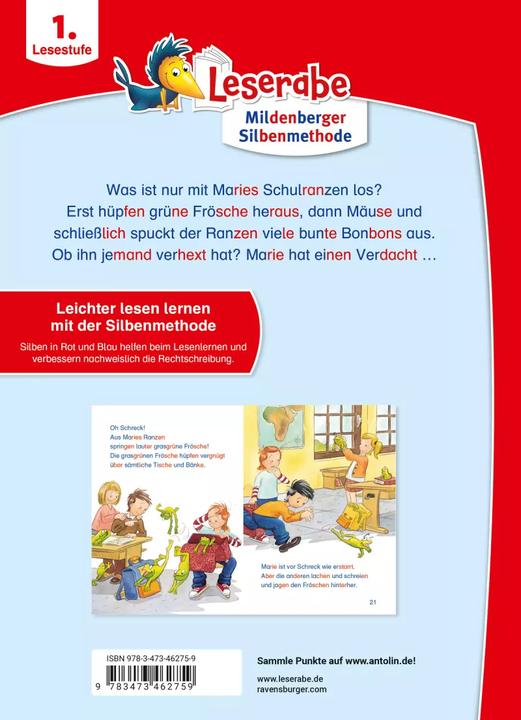 Immagine prodotto Ravensburger Leserabe mit Mildenberger Silbenmethode: Der verhexte Schulranzen (Tedesco, Katia re montagna, 2023)