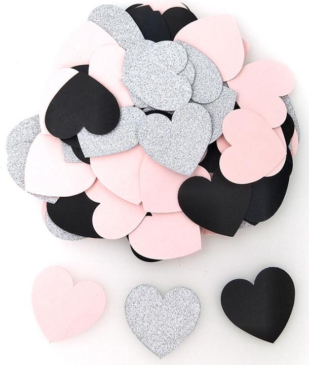 Actual product image Heart Confetti - Silver Pink Black