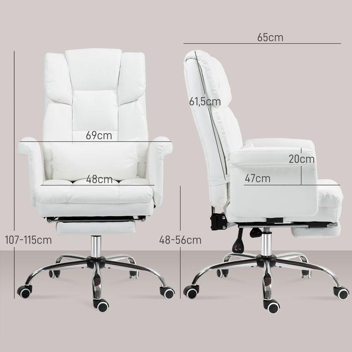Produktbild Swisshandel24 Bürostuhl, Ergonomisch Schreibtischstuhl mit Liegefunktion, Lendenkissen, Weiss