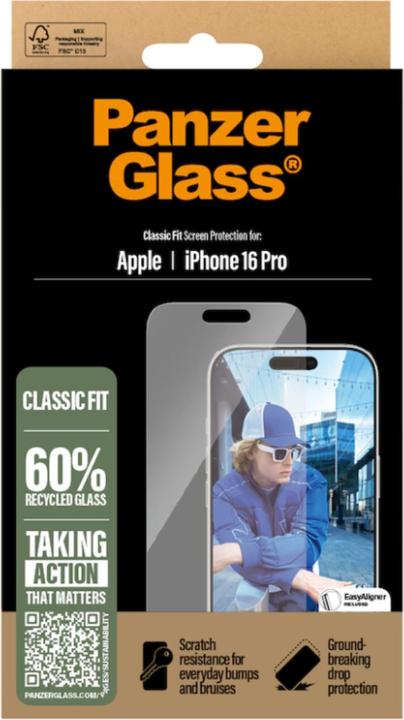 Produktbild PanzerGlass Classic Fit (1 Stück, Apple iPhone 16 Pro)