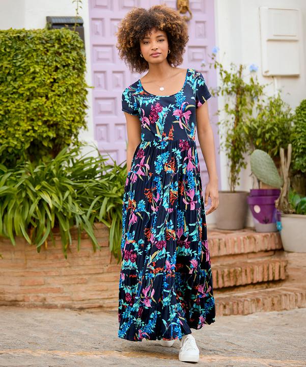 Actual product image Joe Browns Dark Floral Crinkle Maxi Dress (38)