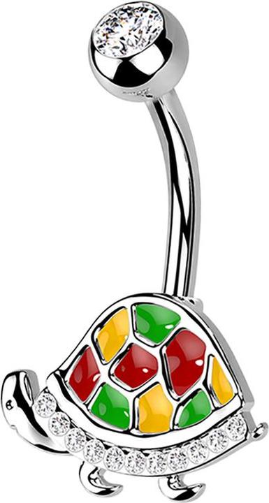 Star Piercing Banane silber Schildkröte rot (Chirurgenstahl 316L, Messing)