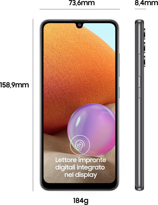 Immagine prodotto Samsung Galaxy A32 UE (128 GB, Nero, 6.40", Doppia SIM Ibrida, 64 Mpx, 4G)