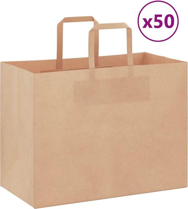 Image du produit VidaXL Sacs en papier kraft 50 pcs. avec anse marron 32x17x25 cm Sac en papier (Pochette cadeau, 50 x)