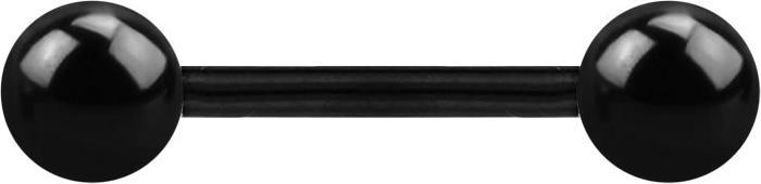 Star Piercing Barbell schwarz mit zwei Kugeln (Chirurgenstahl 316L)