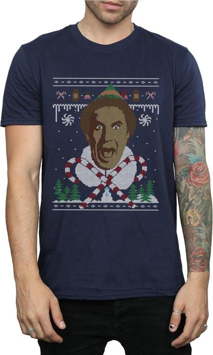 Actual product image Elf Mens Christmas Fair Isle T-Shirt (XL)
