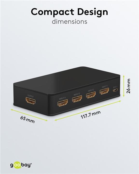 Image du produit Goobay Boîtier de commutation HDMI 4 sur 1 4K @ 60 Hz