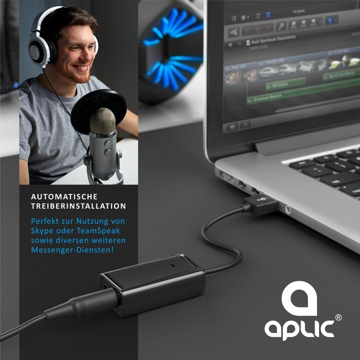 Actual product image Aplic Sound card Virtual 7.1 Surround, USB mini external, Dynamic 3D Surround, 3.5mm input, 3.5mm output (USB 2.0)