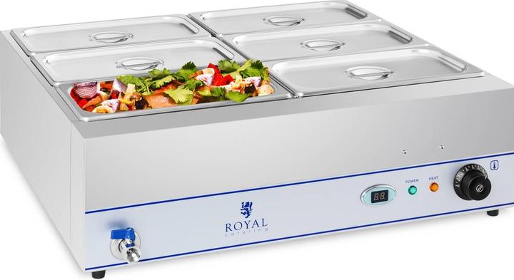 Produktbild Royal Catering Bain Marie 2.000 W 6 1 3 GN Behälter Speisenwärmer Wasserbad Edelstahl LCD