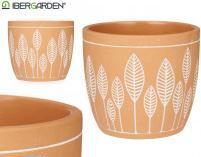 Ibergarden terracotta pot leaves round 17x15 (17.50 cm)