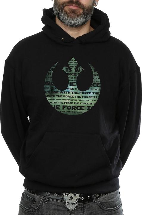 Actual product image Star Wars Mens Rogue One I'm One With The Force Alliance Emblem Green Hoodie (XXL)