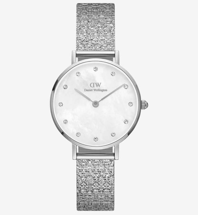 Actual product image Daniel Wellington Classic Petite Lumine Pressed Piano Silver White (Analogue wristwatch, 28 mm)