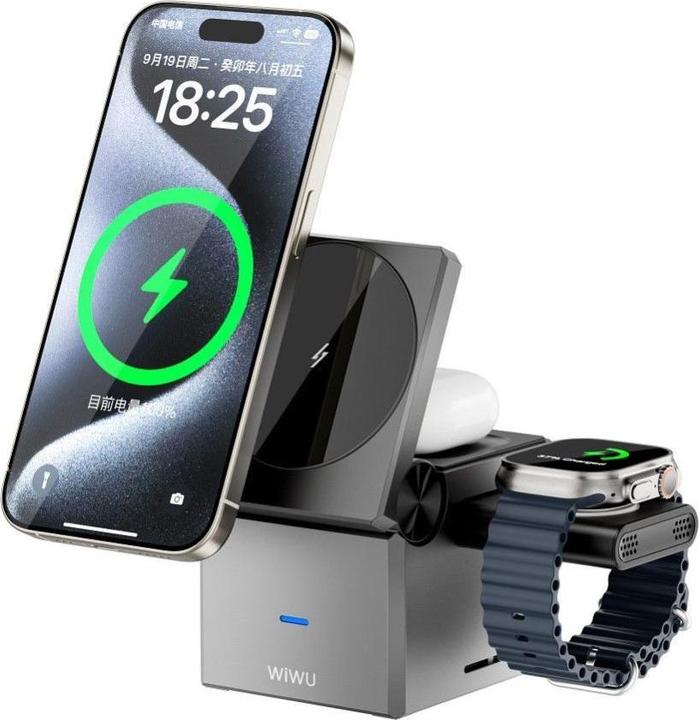 Xtorm Wireless charger WiWU WiWU - Foldable Wireless Charger 3in1 Wi-W030 15W (15 W)