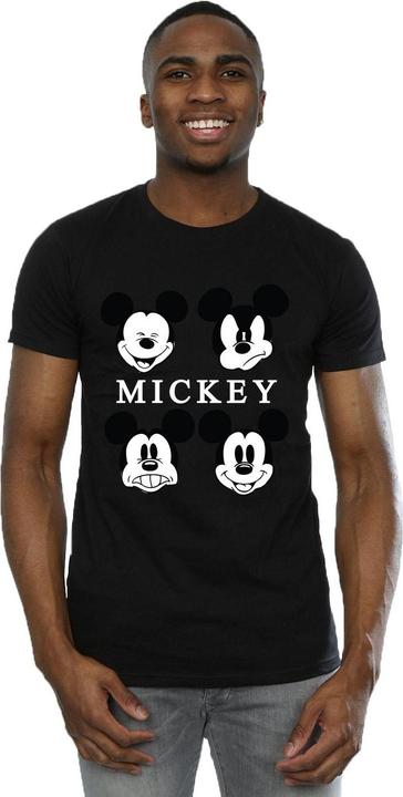 Actual product image Disney Mens Four Heads Mickey Mouse Cotton T-Shirt (XL)