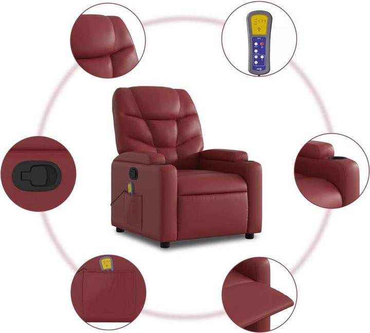 Immagine prodotto VidaXL Sedia da massaggio in similpelle rosso vino, colore: rosso vino, materiale
