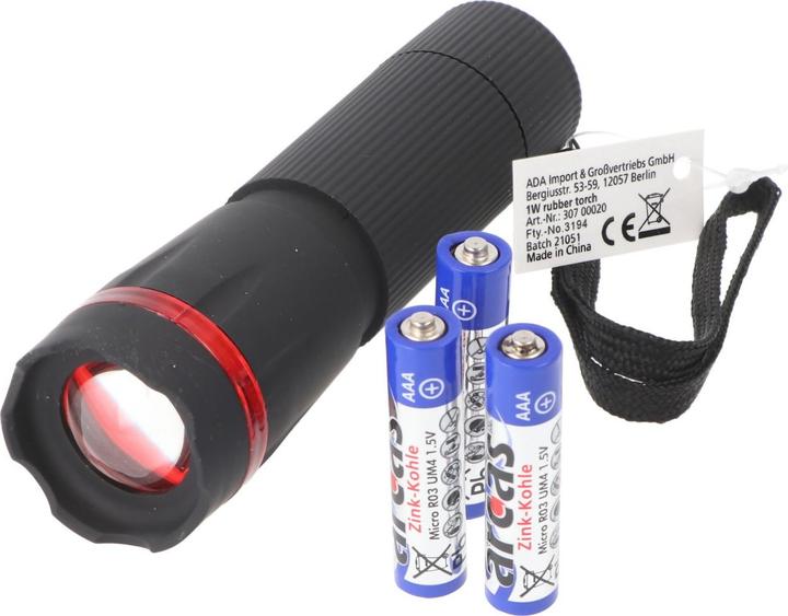Actual product image Arcas ARC-1 Watt Zoom LED plastic torch / 1 x High Power LED, 60 lumen (3.25 cm, 60 lm)