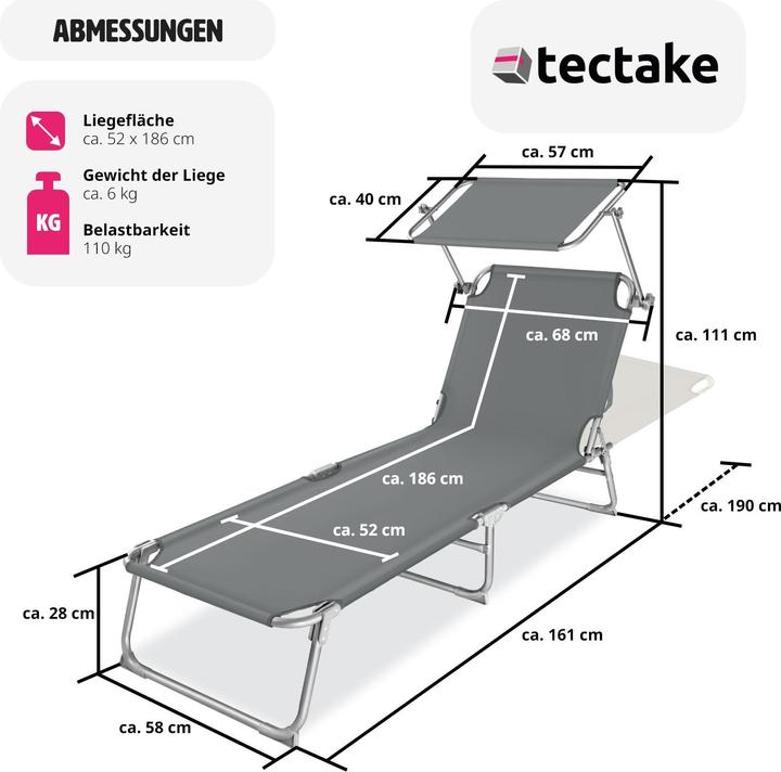 Produktbild tectake Gartenliege (190 cm)