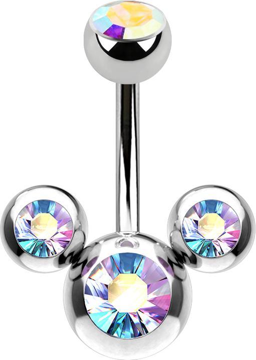 Produktbild Star Piercing Banane silber Micky Maus mit Kristall multicolor (Chirurgenstahl 316L, ohne Messing)