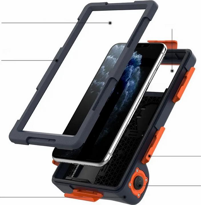 Actual product image PhoneLook SHELLBOX Universal Smartphone Case Professional Waterproof Case 2nd Generation (15 metres) Orange (Apple iPhone 13 Pro Max, Apple iPhone 11 Pro Max, Apple iPhone 14, Apple iPhone XS, Apple iPhone 6 Plus, Apple iPhone XS Max, Apple iPhone XR, Apple iPhone 12, Apple iPhone 11 Pro, Apple iPhone 13, Apple iPhone X, Apple iPhone 6, Apple iPhone 8, Apple iPhone 14 Pro Max, Apple iPhone 7)