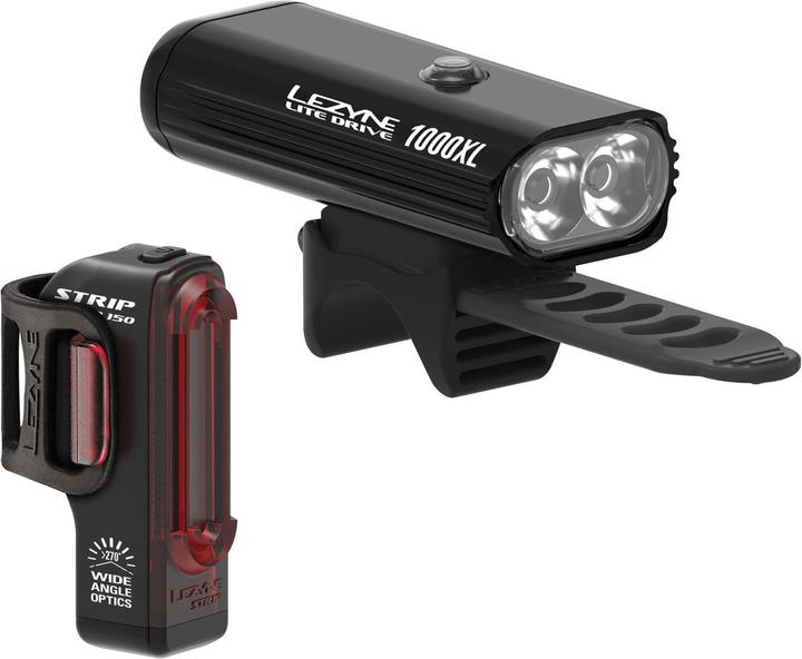 Lezyne Lite Drive 1000XL / Strip Pro Pair (1000 lm, 300 lm)