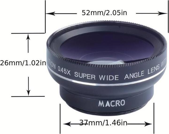 Image du produit PhoneLook APEXEL Objectif 2 en 1 pour smartphone Ultra Grand Angle 0.45x & Super Macro zoom optique