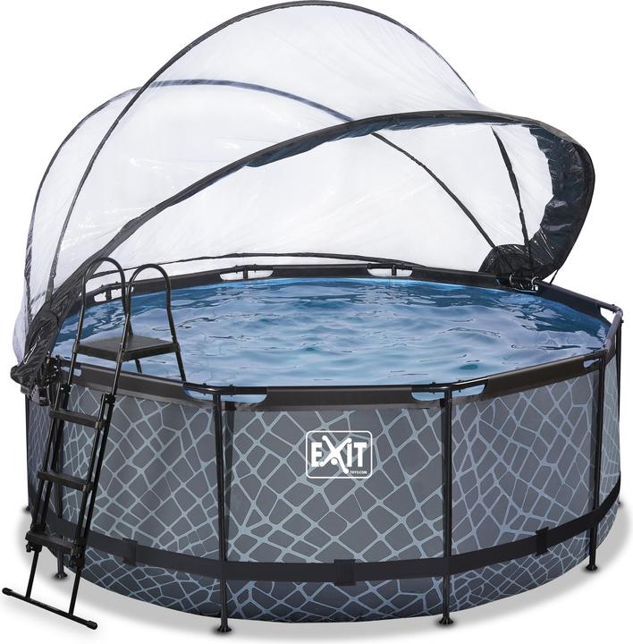 Produktbild Exit Rahmen-Pool rund 360x122 cm mit Sonnendach und Sandfilterpumpe (Ø 360 x 122 cm)