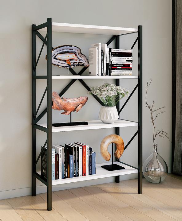 Image du produit VCM Bois Métal Rangement Étagère sur pied Bibliothèque Déco Livres Étagère sur pied Insasi 4 (66 x 34 x 121 cm)