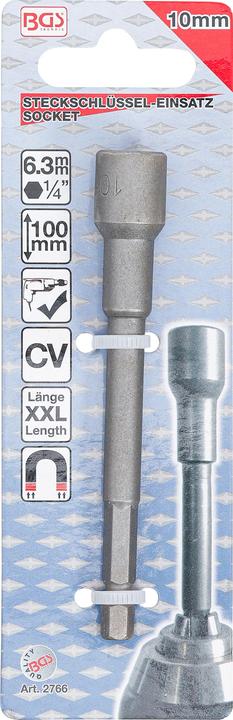Image du produit BGS Douille à choc, six pans, extra longue pour perceuses 6,3 mm (1/4") 10 mm (10 mm)