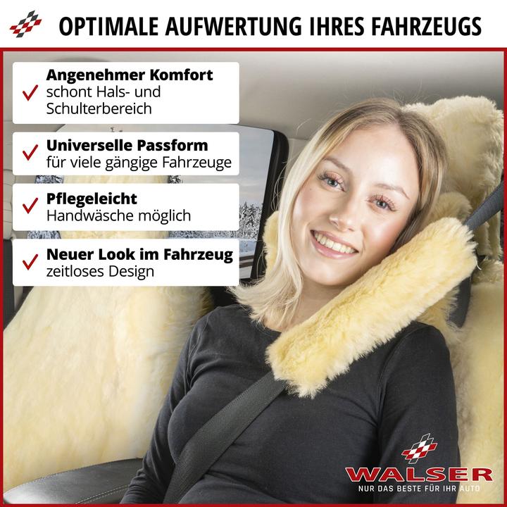 Immagine prodotto Walser Cuscinetto per cintura Millie in pelle d'agnello, 2 pezzi protezione cintura auto beige