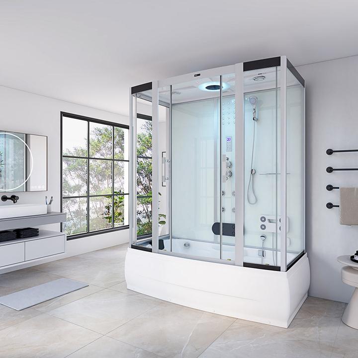 Actual product image Home Deluxe Steam shower with whirlpool function and LED lighting YARU WHITE - 170x90x220 cm