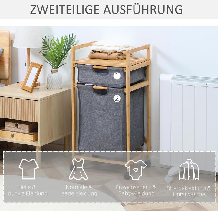 Produktbild Homcom Wäschekorb mit Rollen (42 l)