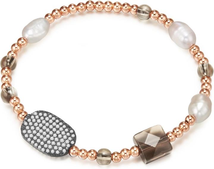 Lulu & Jane Metall-Legierung Zirkonia Süsswasser-Zuchtperle roségold 19,0 - 22,0 cm - 33086 (22 cm, Metall-Legierung)