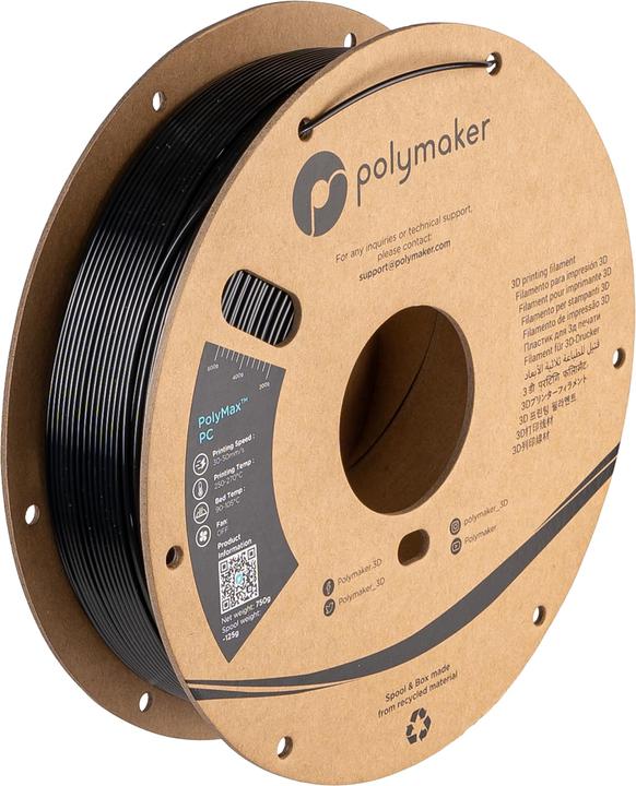 Immagine prodotto Polymaker PC02001 Polymax Tough Filament PC (Policarbonato) alta rigidità, colpo (Carbonio, 1.75 mm, 750 g, Nero)