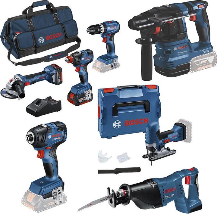 Bosch Professional Bosch 7 Tool Kit GSB+GDX+GWS+GST+GBH+GSA+GDR