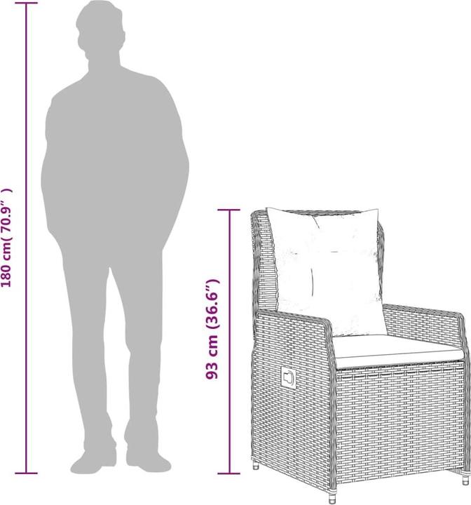 Actual product image VidaXL Garden furniture dining set garden set seating group 7pcs light grey poly rattan (160 cm)