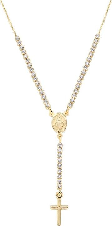Amen Rosary Style Tennis Cross Halskette (Silber 925)