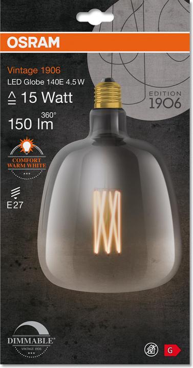 Produktbild Osram Vintage 1906 Led Big Special Shapes (E27, 4.50 W, 150 lm, 1 x, G)