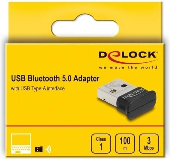 Immagine prodotto Delock Adattatore USB Bluetooth 5.0 di classe 1 con design micro (Trasmettitore e ricevitore)