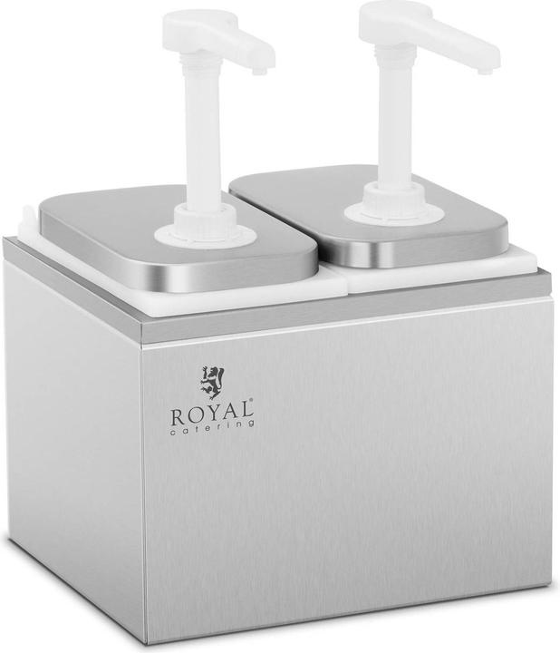 Produktbild Royal Catering Saucenspender Pumpspender Senfspender Dosierspender Edelstahl 2 Pumpen 2 x 2 L