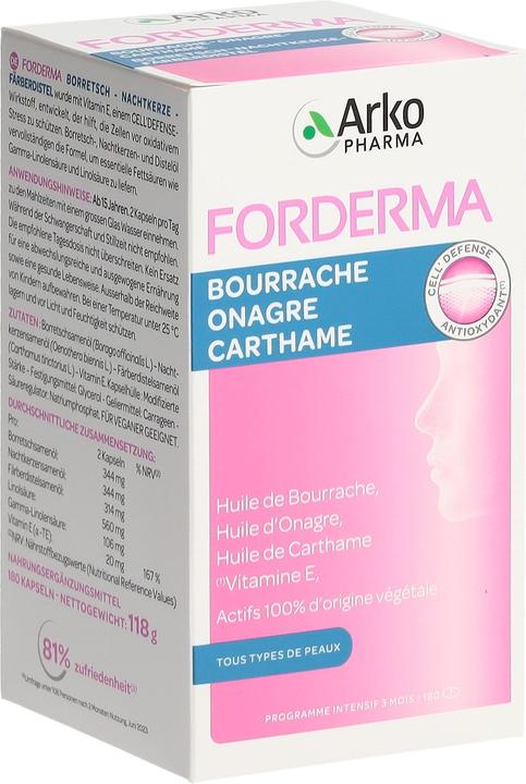 Actual product image Arkopharma Forderma Borretsch Nachtkerze Färbedistelöl Kapseln (180 Piece, Capsules, 184 g)
