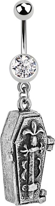 Actual product image Star Piercing Banana silver with ball and ball crystal silver pendant coffin (Brass, Surgical steel 316L)