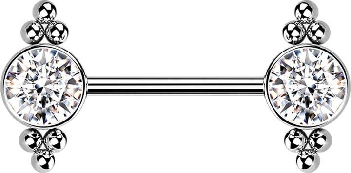 Immagine prodotto Star Piercing Threadless Barbell silber Kugeln mit Kristall silber (senza ottone, Acciaio chirurgico 316L)