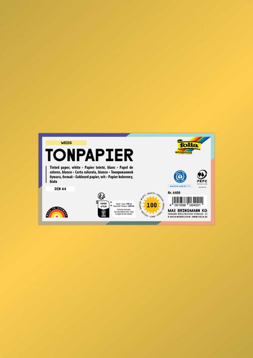 Produktbild Folia Tonpapier, DIN A4, 130 g/qm, gold (130 g/m², 100 x)