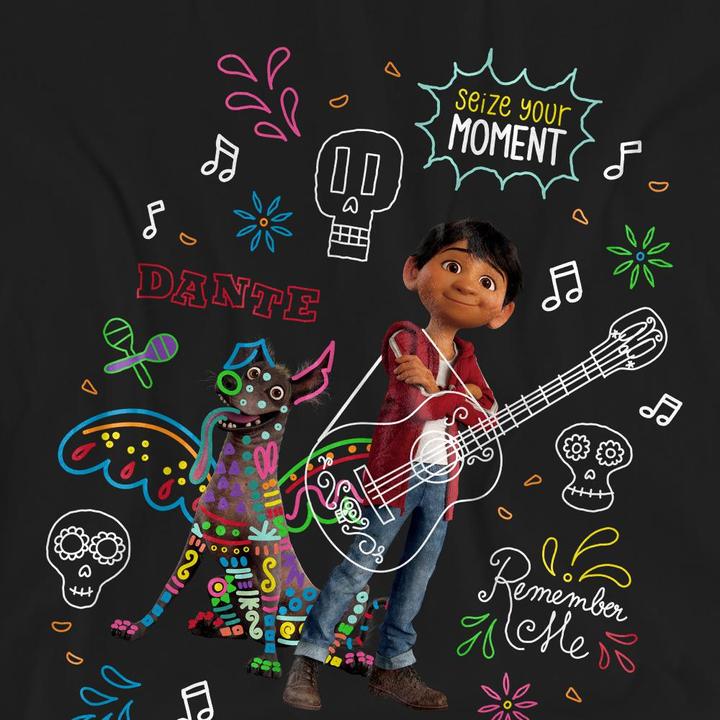 Actual product image La Maison du Coco Unisex Adult Miguel Dante Movie Quotes And Colourful Doodles T-Shirt (XL)