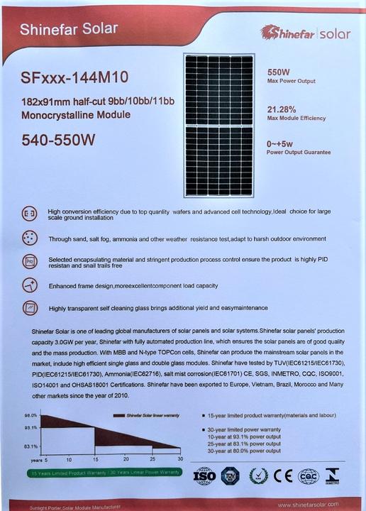 Produktbild Jet-Line Solarpanel Solarmodul 1 Palette 37 Stck. Modul 550 W PV Photovoltaik Solarenergie (550 W, 1.26 kg)