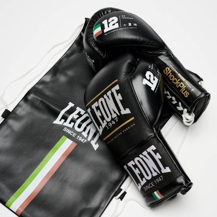 Actual product image Leone Boxing Gloves Shock Plus GN102L Black (10 OZ, One size)